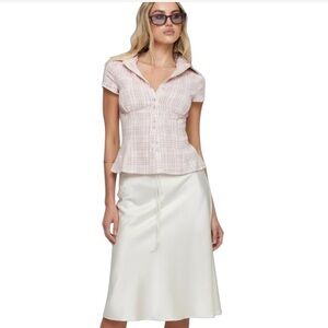 Princess Polly Cream Ivory A-Line Midi Skirt Recycled Polyester US 6